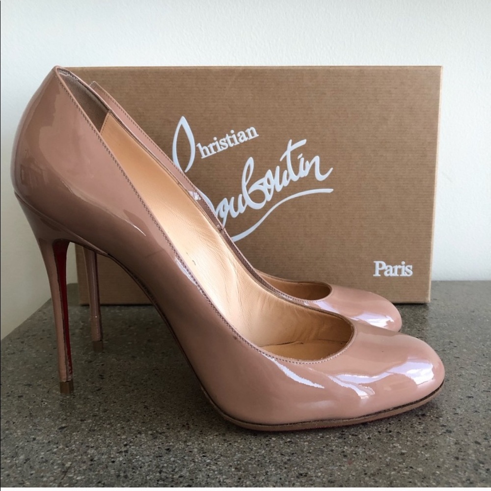 Christian Louboutin Patent Nude Heels - Fifi